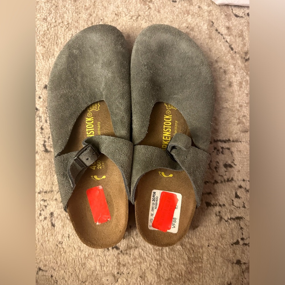 Birkenstock Suede Clogs in Olive